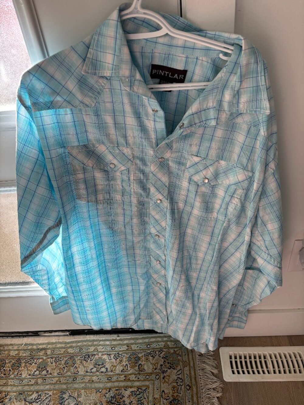 Pintlar Western Shirt baby blue plaid